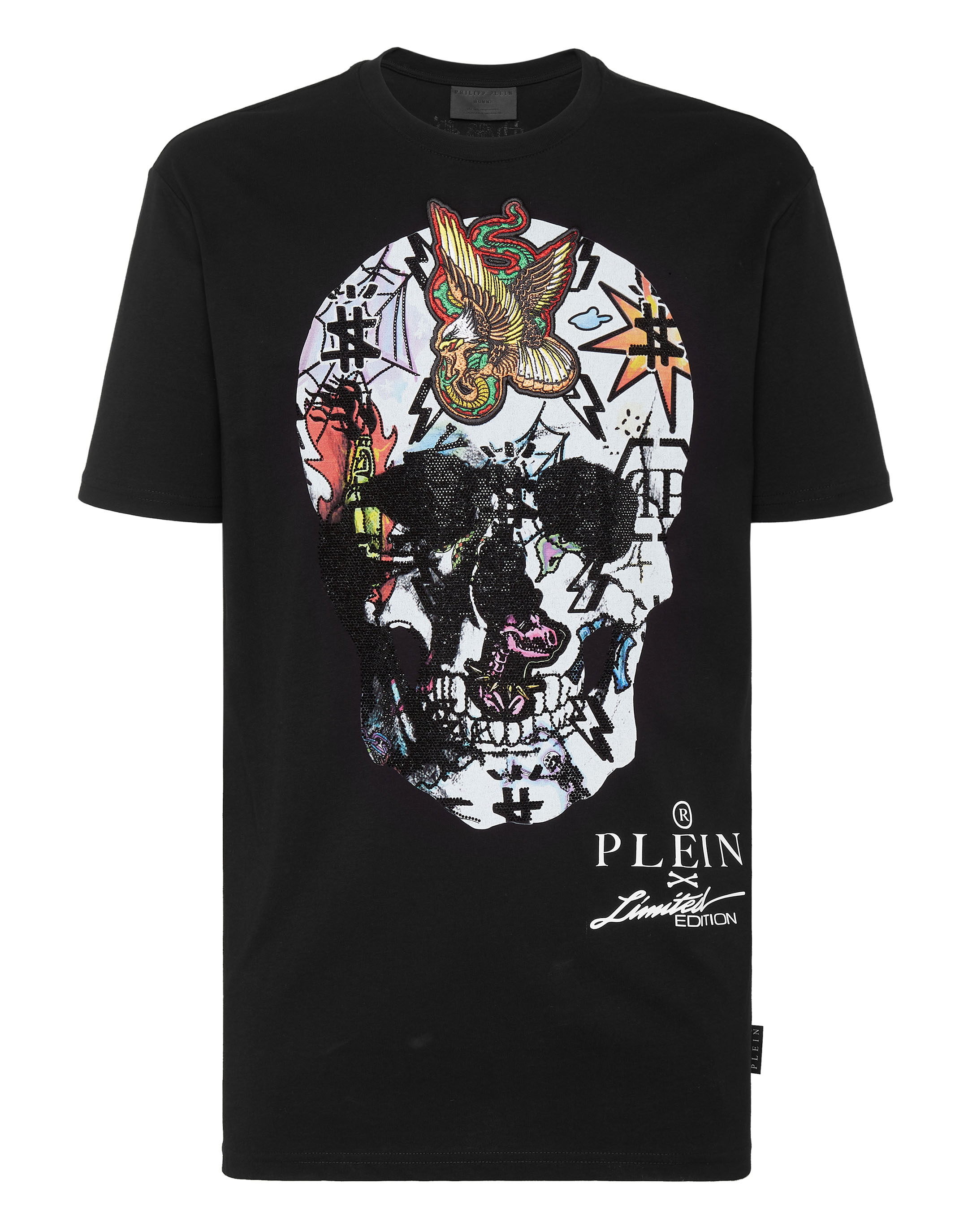 T-shirt Round Neck SS Tattoo Skull strass | Philipp Plein